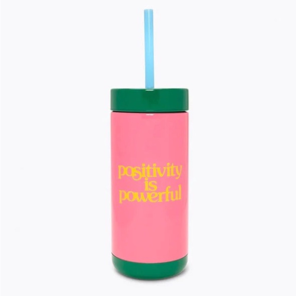 COPY - BAN.DO - STAINLESS STEEL TUMBLER WITH STRAW: POSITIVITY IS POWER